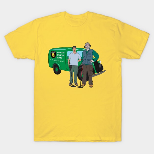 Russell & Hugh - Jewellery Retrieval Service - DMDC - Detectorists T-Shirt by InflictDesign